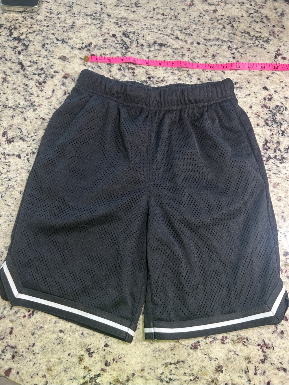 Old Navy Black Athletic Mesh Shorts with White Stripe